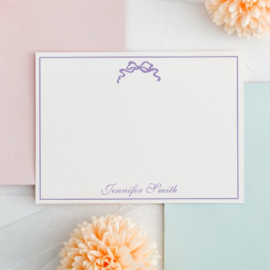 Classy Soft Lavender Bow Thin Border Formal Mitteilungskarte