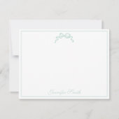 Classy Soft Mint Green Bow Thin Border Formal Mitteilungskarte (Vorderseite)