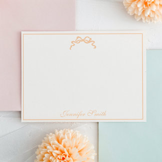 Classy Soft Peach Bow Thin Border Formal Mitteilungskarte