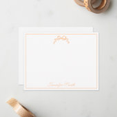 Classy Soft Peach Bow Thin Border Formal Mitteilungskarte (Vorderseite/Rückseite Beispiel)