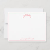 Classy Soft Pink Bow Thin Border Formal Mitteilungskarte (Vorderseite)