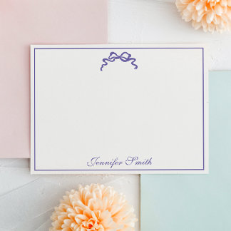 Classy Soft Purple Bow Thin Border Formal Mitteilungskarte