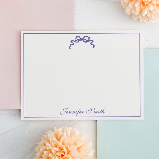 Classy Soft Purple Bow Thin Border Formal Mitteilungskarte