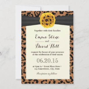 Classy Sonnenblumen Ball Leopard Print Wedding Einladung