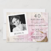 Classy Sophisticy Foto Feminine Birthday Einladung (Vorderseite)