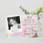 Classy Sophisticy Foto Feminine Birthday Einladung (Stehend Vorderseite)