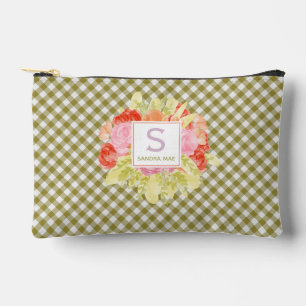 Classy Spring Fern Green Gingham Karo Pattern Zubehörtasche
