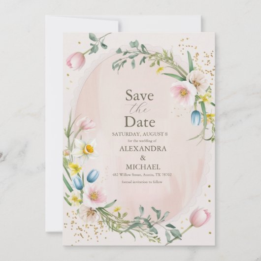 Classy Spring Wildblume Meadow Garden Wedding Save The Date (Vorderseite)