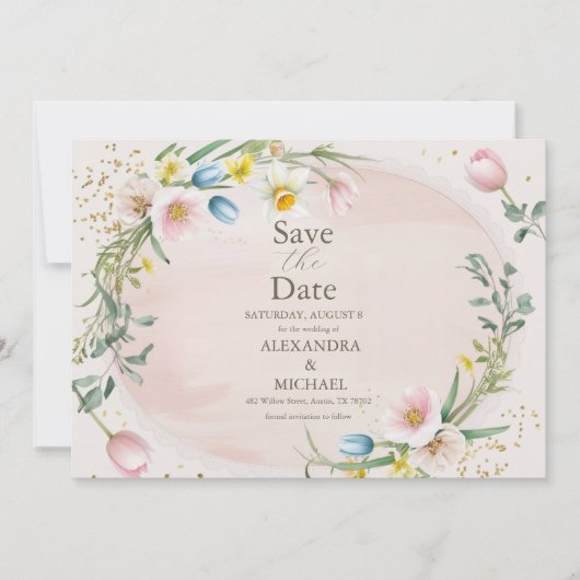 Classy Spring Wildblume Meadow Garden Wedding Save The Date (Vorderseite)