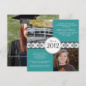 Classy Square Abschluss Ankündigung - Aquamarin (Vorne/Hinten)