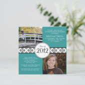 Classy Square Abschluss Ankündigung - Aquamarin (Stehend Vorderseite)