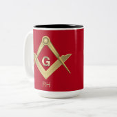 Classy Square & Compass Mit Monogramm Zwei-Tone-Co Zweifarbige Tasse (Vorderseite Links)