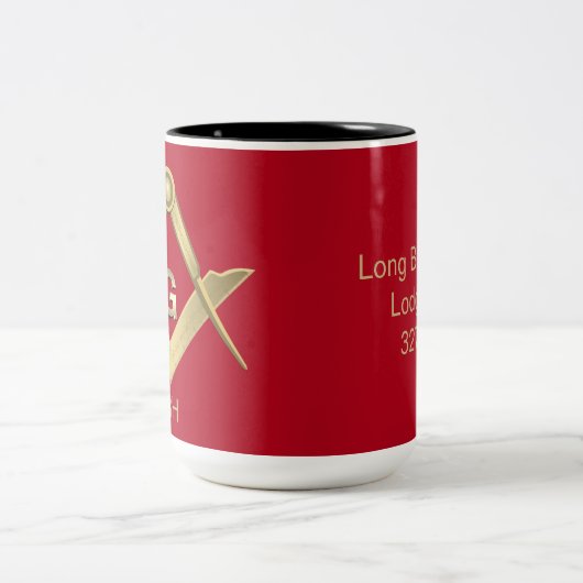 Classy Square & Compass Mit Monogramm Zwei-Tone-Co Zweifarbige Tasse (Mittel)