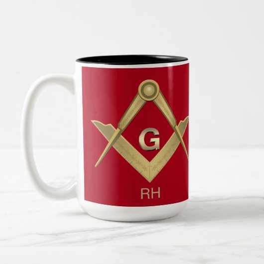 Classy Square & Compass Mit Monogramm Zwei-Tone-Co Zweifarbige Tasse (Links)