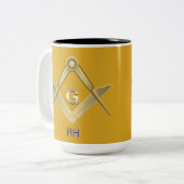 Classy Square & Compass Mit Monogramm Zweifarbige Tasse (Vorderseite Links)