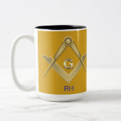 Classy Square & Compass Mit Monogramm Zweifarbige Tasse (Links)