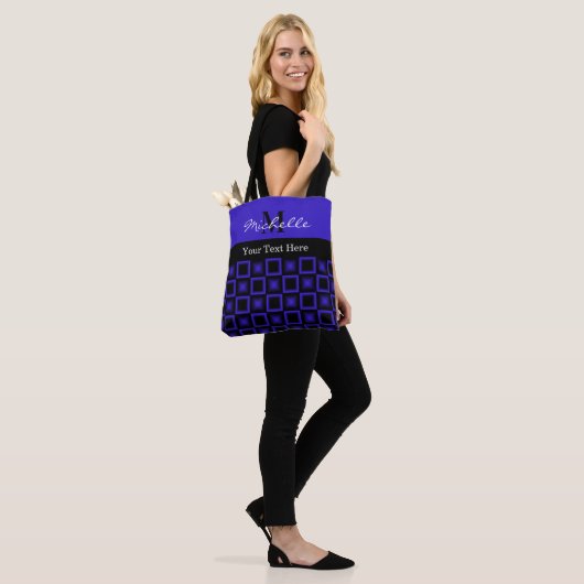 Classy Squares Blue and Black Monogrammed Tasche (Am Model)