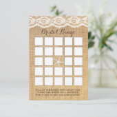 Classy Starfish Lace & Burlap Bridal Bingo Cards (Stehend Vorderseite)