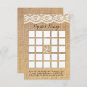 Classy Starfish Lace & Burlap Bridal Bingo Cards (Vorne/Hinten)