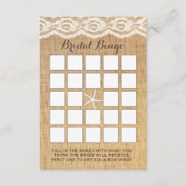 Classy Starfish Lace & Burlap Bridal Bingo Cards