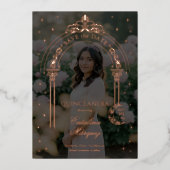 Classy Starry Moon Foto Quinceañera Save the Date Folieneinladung (Vorderseite)