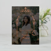 Classy Starry Moon Foto Quinceañera Save the Date Folieneinladung (Stehend vorne)