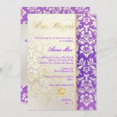 Classy + stilvolle Damask Bat Mitzvah/Lavender Blu Einladung (Vorne/Hinten)