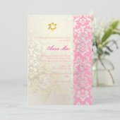 Classy + stilvolle Damask Bat Mitzvah/posh pink Einladung (Stehend Vorderseite)