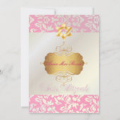 Classy + stilvolle Damask Bat Mitzvah/posh pink Einladung (Rückseite)