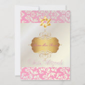 Classy + stilvolle Damask Bat Mitzvah/posh pink Einladung (Rückseite)