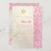 Classy + stilvolle Damask Bat Mitzvah/posh pink Einladung (Vorne/Hinten)