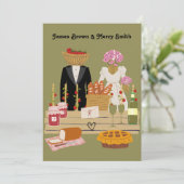 Classy Strawberry Romantic Noble Wedding Einladung (Stehend Vorderseite)