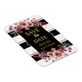 Classy Stripes Floral Wasserfarbe Save the Date Magnet (Rechte Seite)