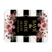 Classy Stripes Floral Wasserfarbe Save the Date Magnet (Horizontal)
