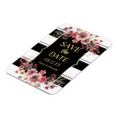 Classy Stripes Floral Wasserfarbe Save the Date Magnet (Linke Seite)