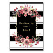 Classy Stripes Floral Wasserfarbe Tischnummer (Rückseite)