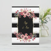 Classy Stripes Floral Wasserfarben Silicon & See Einladung (Stehend Vorderseite)