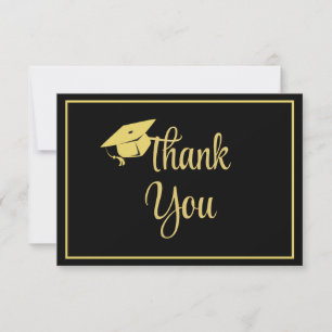 Classy Stylish Black and Gold Abschluss Dankeskarte