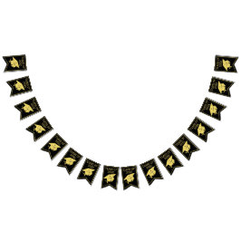 Classy Stylish Black and Gold Graduation Party Wimpelkette