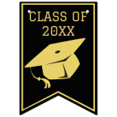 Classy Stylish Black and Gold Graduation Party Wimpelkette (Dritte Fahne)