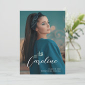 Classy Stylish Black Foto Collage Abschluss Ankündigung (Stehend Vorderseite)