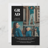 Classy Stylish Black Foto Collage Abschluss Ankündigung (Rückseite)