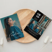 Classy Stylish Black Foto Collage Abschluss Ankündigung