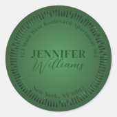 Classy Stylish Chic Green Return Address Label Runder Aufkleber (Vorderseite)