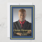 Classy Stylish Gold auf Navy Abschluss Foto (Rückseite)