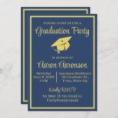 Classy Stylish Gold auf Navy Abschluss Foto (Vorne/Hinten)