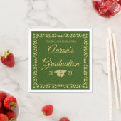 Classy Stylish Gold on Green Graduation Party Serviette (Beispiel)