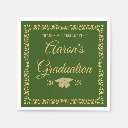 Classy Stylish Gold on Green Graduation Party Serviette (Vorderseite)