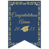Classy Stylish Gold on Navy Blue Graduation Party Wimpelkette (Zweite Fahne)