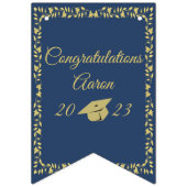 Classy Stylish Gold on Navy Blue Graduation Party Wimpelkette (Dritte Fahne)